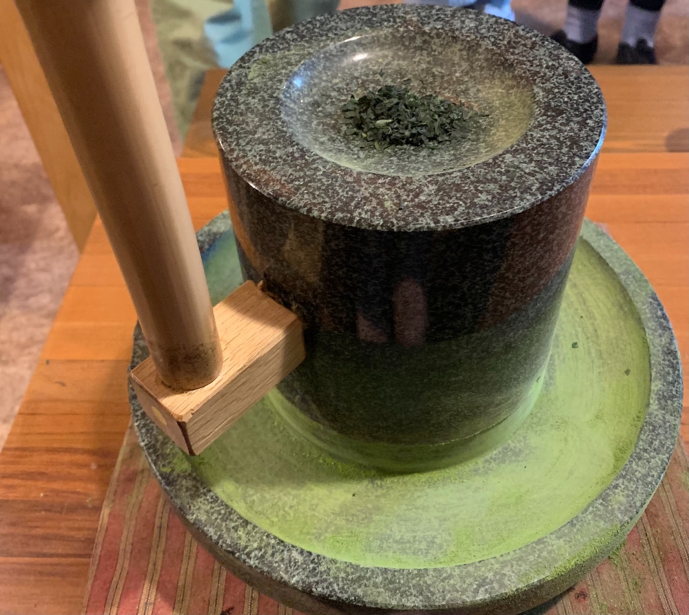 Granite stone mill for grinding tea leaves, Uji, Kyoto, Japan Photo Credit: Hannah Fulton